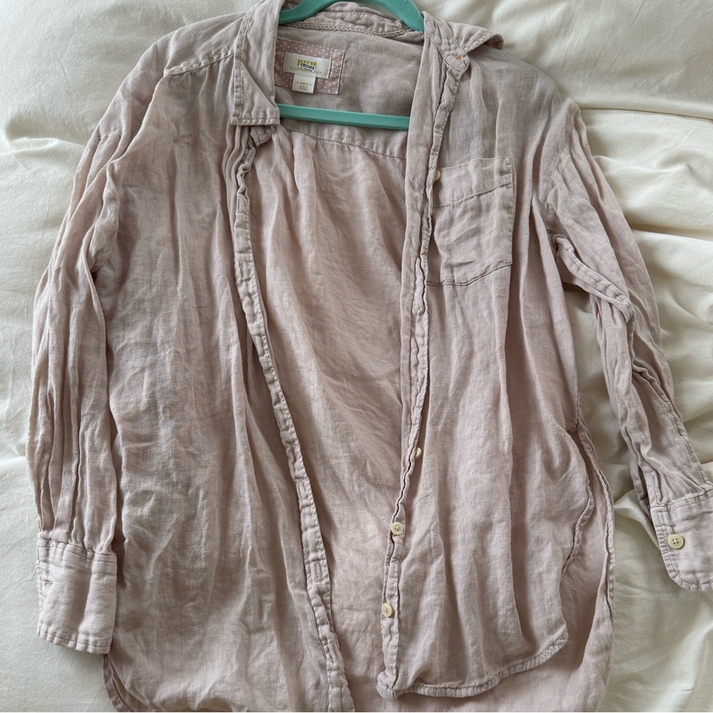 Maeve Taupe 100% Linen Button Down